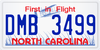NC license plate DMB3499