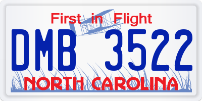 NC license plate DMB3522