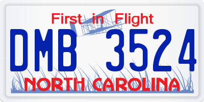 NC license plate DMB3524