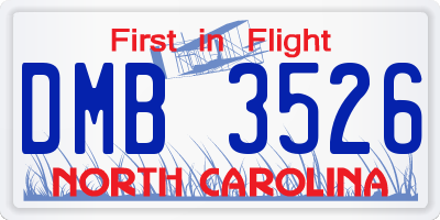 NC license plate DMB3526