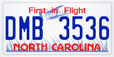 NC license plate DMB3536