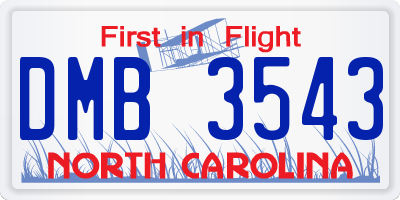 NC license plate DMB3543