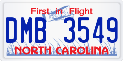 NC license plate DMB3549