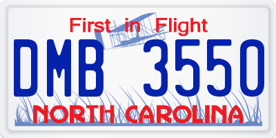 NC license plate DMB3550