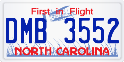 NC license plate DMB3552