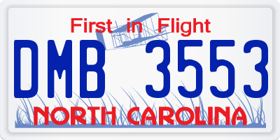 NC license plate DMB3553