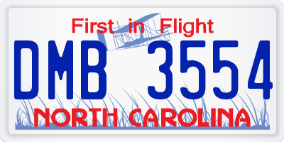 NC license plate DMB3554