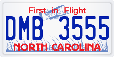 NC license plate DMB3555