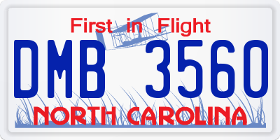 NC license plate DMB3560