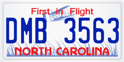 NC license plate DMB3563