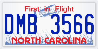 NC license plate DMB3566