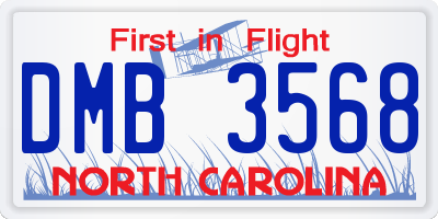 NC license plate DMB3568