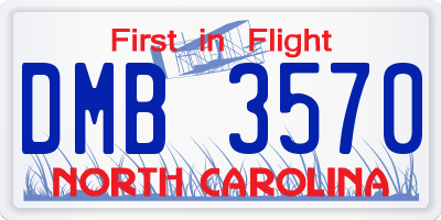 NC license plate DMB3570