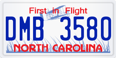 NC license plate DMB3580