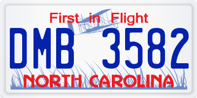 NC license plate DMB3582