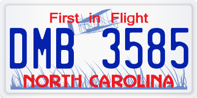 NC license plate DMB3585
