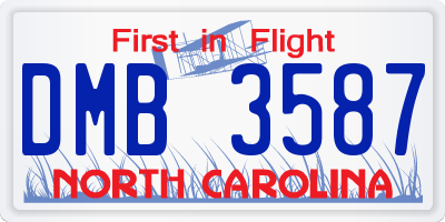 NC license plate DMB3587