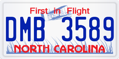 NC license plate DMB3589
