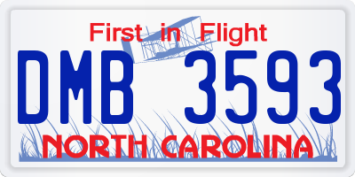 NC license plate DMB3593
