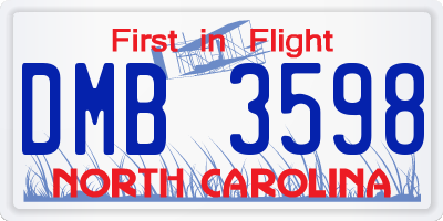 NC license plate DMB3598