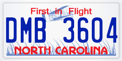 NC license plate DMB3604
