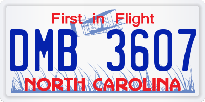 NC license plate DMB3607
