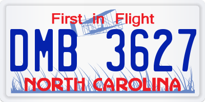 NC license plate DMB3627