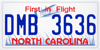 NC license plate DMB3636