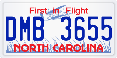 NC license plate DMB3655