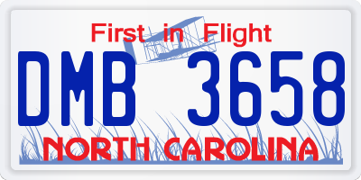 NC license plate DMB3658