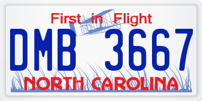 NC license plate DMB3667