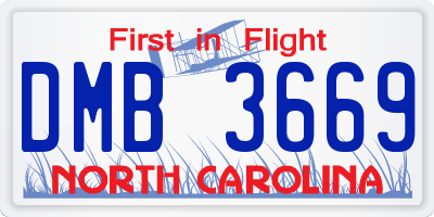 NC license plate DMB3669