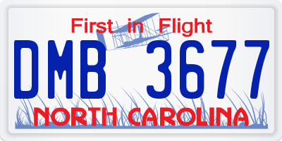 NC license plate DMB3677