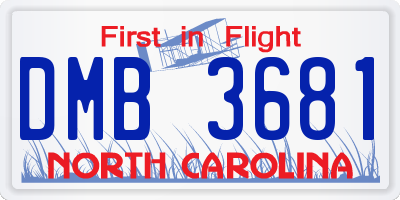 NC license plate DMB3681