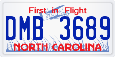 NC license plate DMB3689
