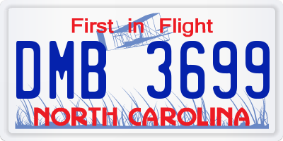 NC license plate DMB3699