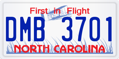 NC license plate DMB3701