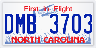 NC license plate DMB3703