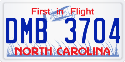 NC license plate DMB3704
