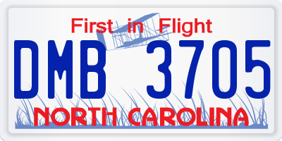 NC license plate DMB3705