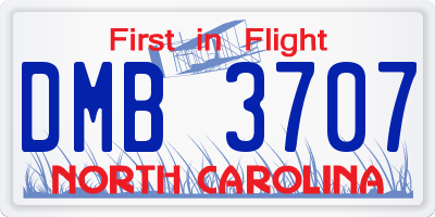 NC license plate DMB3707