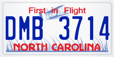 NC license plate DMB3714