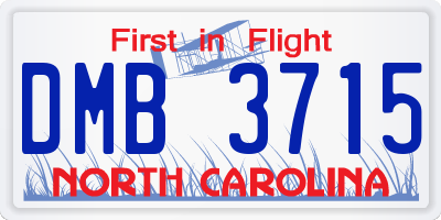 NC license plate DMB3715