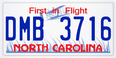 NC license plate DMB3716