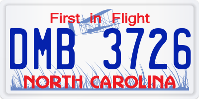 NC license plate DMB3726
