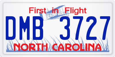 NC license plate DMB3727