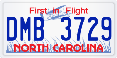 NC license plate DMB3729