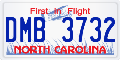 NC license plate DMB3732