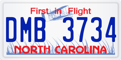 NC license plate DMB3734