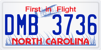 NC license plate DMB3736